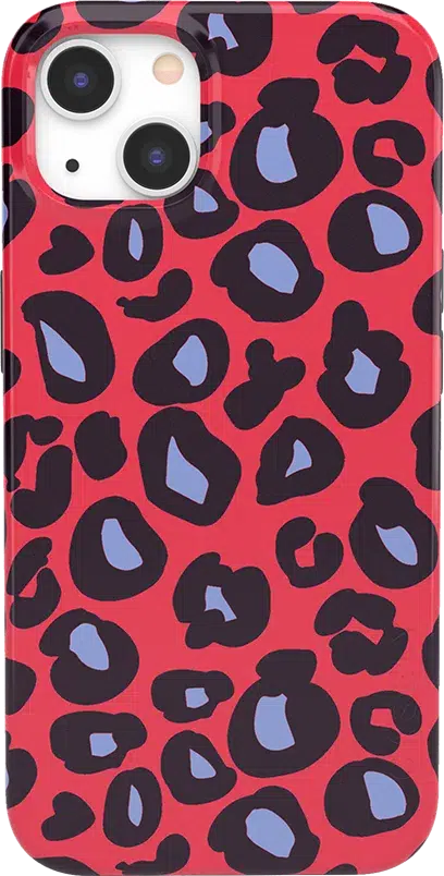 Into the Wild | Red & Blue Leopard Print Case iPhone Case get.casely Classic + MagSafe® iPhone 13 