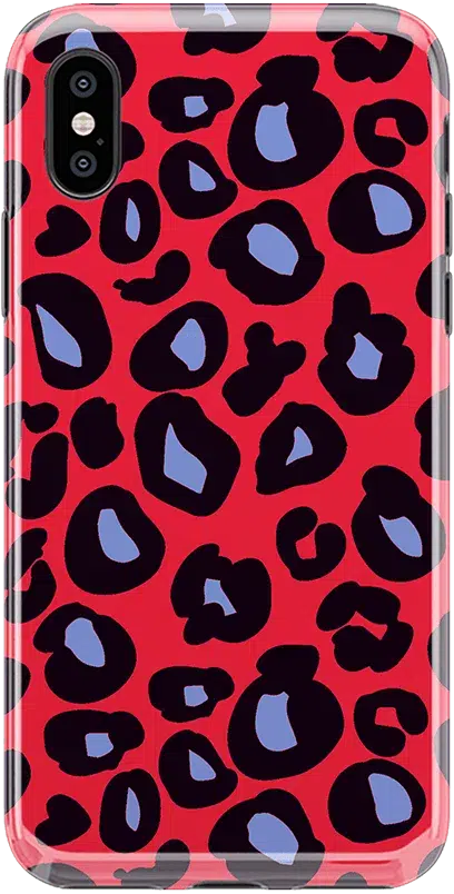 Into the Wild | Red & Blue Leopard Print Case iPhone Case get.casely Classic iPhone XS Max 