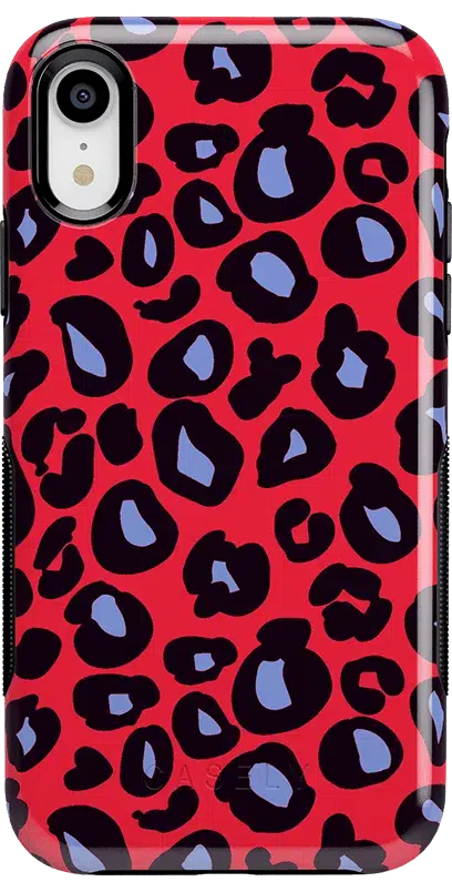 Into the Wild | Red & Blue Leopard Print Case iPhone Case get.casely Bold iPhone XR 