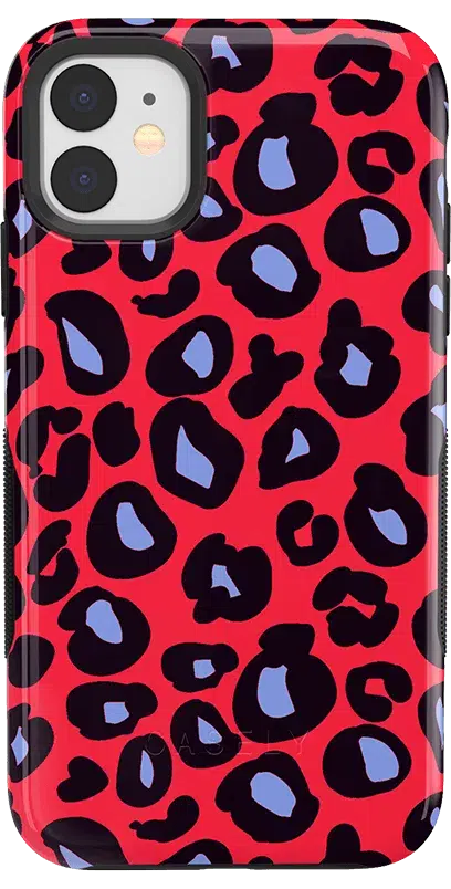 Into the Wild | Red & Blue Leopard Print Case iPhone Case get.casely Bold iPhone 11 