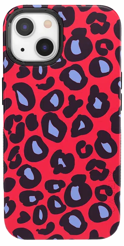 Into the Wild | Red & Blue Leopard Print Case iPhone Case get.casely Bold + MagSafe® iPhone 13 