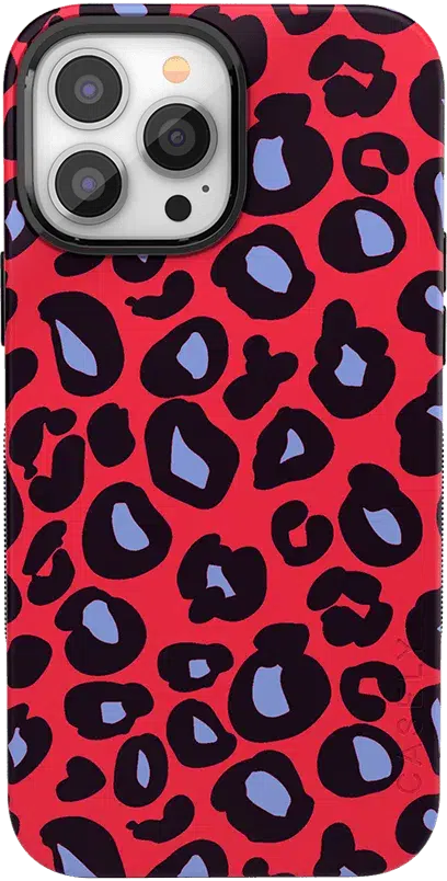 Into the Wild | Red & Blue Leopard Print Case iPhone Case get.casely Bold + MagSafe® iPhone 13 Pro 