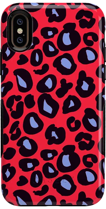 Into the Wild | Red & Blue Leopard Print Case iPhone Case get.casely Bold iPhone XS Max 