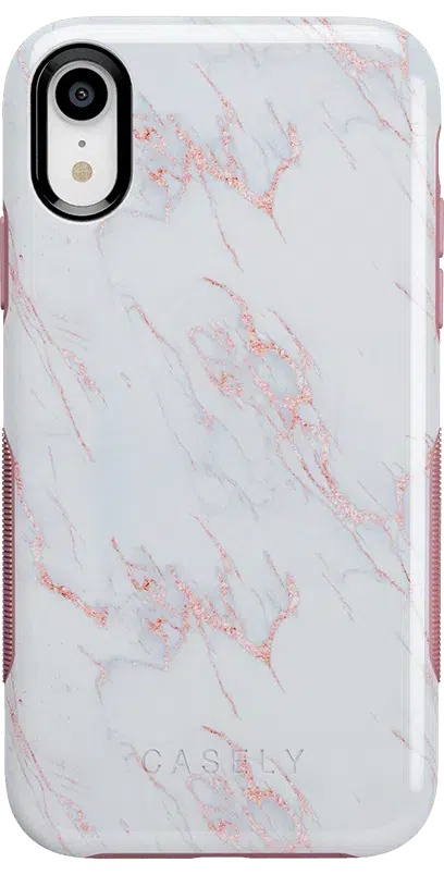 Subtle Blush | White and Pink Marble Case iPhone Case get.casely Bold iPhone XR 