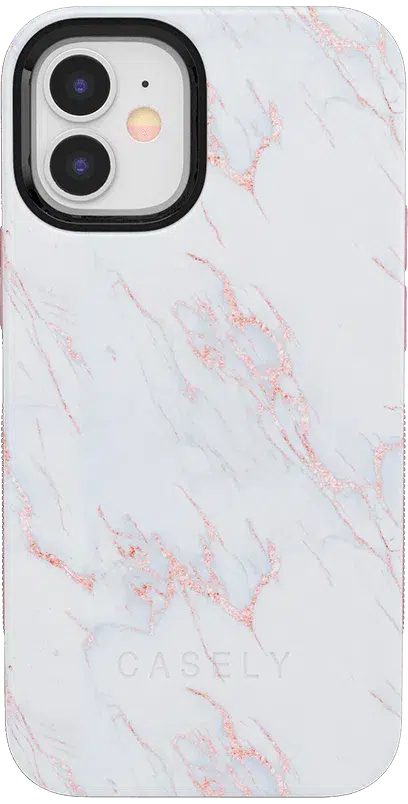 Subtle Blush | White and Pink Marble Case iPhone Case get.casely Bold iPhone 12 Mini 