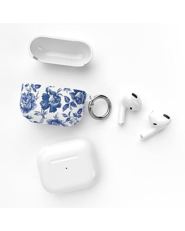 Rose to Fame | Blue & White Rose Floral AirPods Case AirPods Case get.casely 