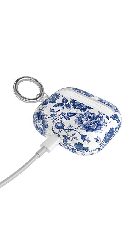 Rose to Fame | Blue & White Rose Floral AirPods Case AirPods Case get.casely 