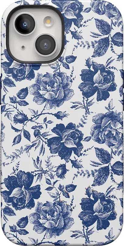 Rose to Fame | Blue & White Rose Floral Case iPhone Case get.casely Bold + MagSafe® iPhone 15 Plus 