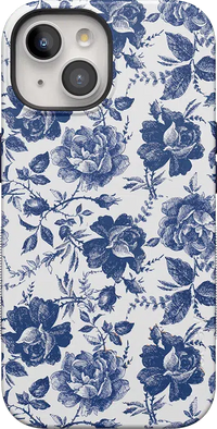 Rose to Fame | Blue & White Rose Floral Case iPhone Case get.casely Bold + MagSafe® iPhone 15 Plus 