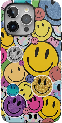All Smiles | Smiley Face Sticker Case iPhone Case get.casely Bold + MagSafe® iPhone 15 Pro Max 