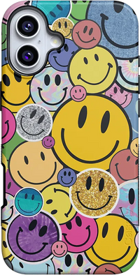 All Smiles | Smiley Face Sticker Case iPhone Case get.casely Bold + MagSafe® iPhone 16 Plus 