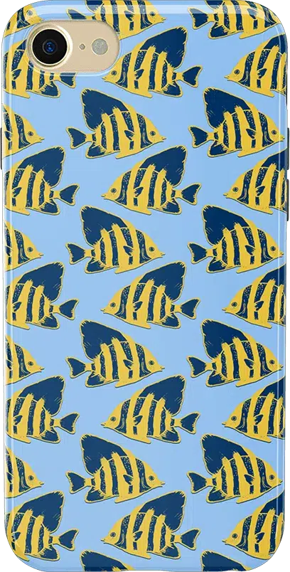 Something's Fishy | Navy Blue & Yellow Fish Print Case iPhone Case get.casely Classic iPhone 6/7/8 