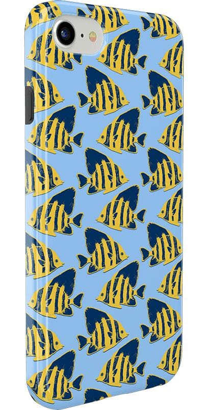 Something's Fishy | Navy Blue & Yellow Fish Print Case iPhone Case get.casely 