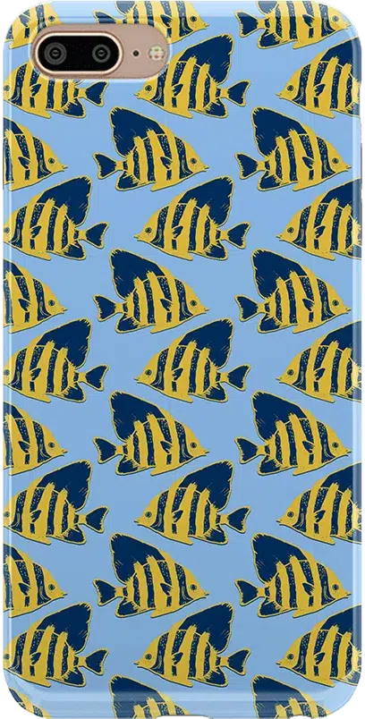 Something's Fishy | Navy Blue & Yellow Fish Print Case iPhone Case get.casely Classic iPhone 6/7/8 Plus 
