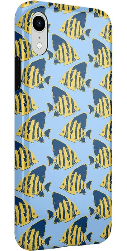 Something's Fishy | Navy Blue & Yellow Fish Print Case iPhone Case get.casely 