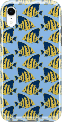 Something's Fishy | Navy Blue & Yellow Fish Print Case iPhone Case get.casely Classic iPhone XR 