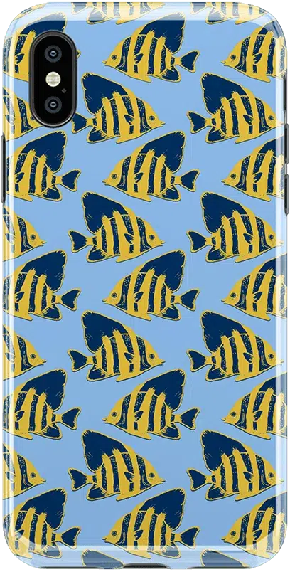 Something's Fishy | Navy Blue & Yellow Fish Print Case iPhone Case get.casely Classic iPhone XS Max 