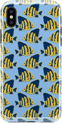 Something's Fishy | Navy Blue & Yellow Fish Print Case iPhone Case get.casely Classic iPhone XS Max 