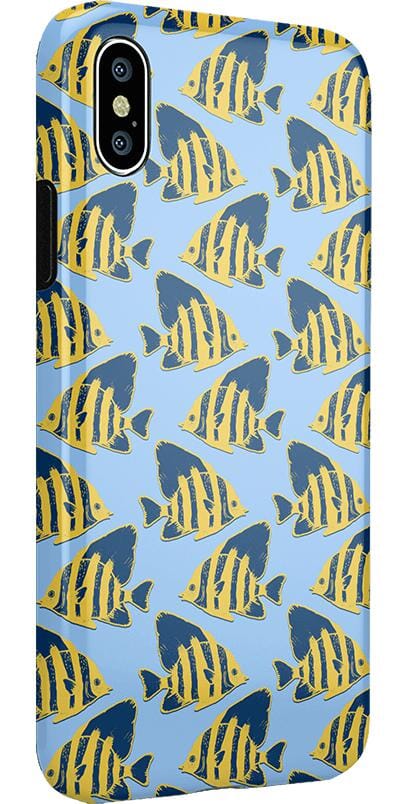 Something's Fishy | Navy Blue & Yellow Fish Print Case iPhone Case get.casely 