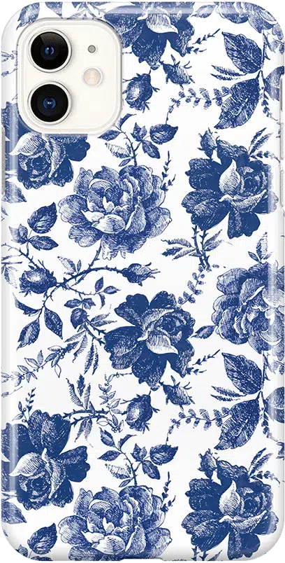 Rose to Fame | Blue & White Rose Floral Case iPhone Case get.casely Classic iPhone 11 