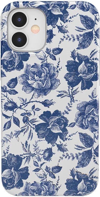 Rose to Fame | Blue & White Rose Floral Case iPhone Case get.casely Classic iPhone 12 