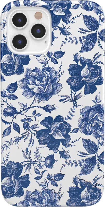 Rose to Fame | Blue & White Rose Floral Case iPhone Case get.casely Classic iPhone 12 Pro Max 