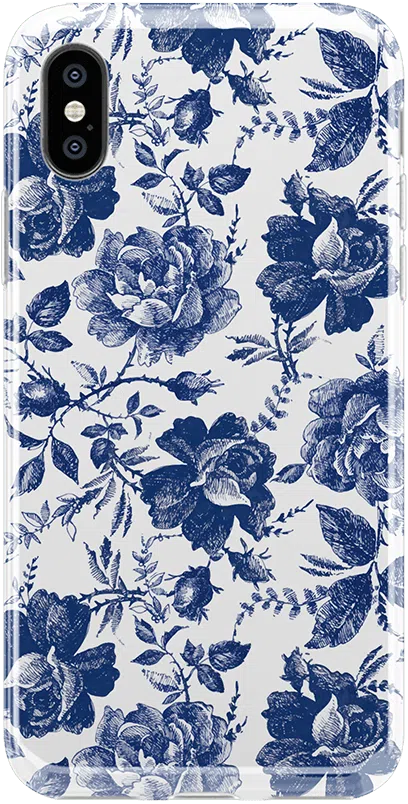 Rose to Fame | Blue & White Rose Floral Case iPhone Case get.casely Classic iPhone XS Max 