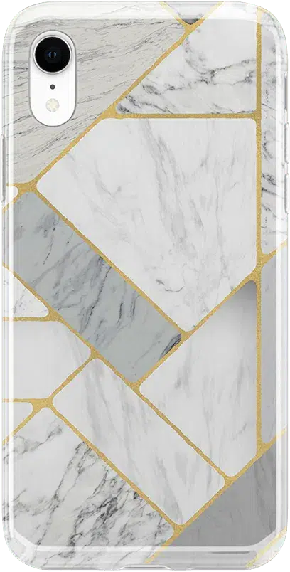 Sharp Lines | Geo White and Gold Marble Case iPhone Case get.casely Classic iPhone XR 