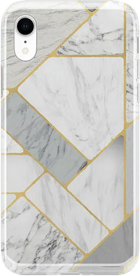 Sharp Lines | Geo White and Gold Marble Case iPhone Case get.casely Classic iPhone XR 