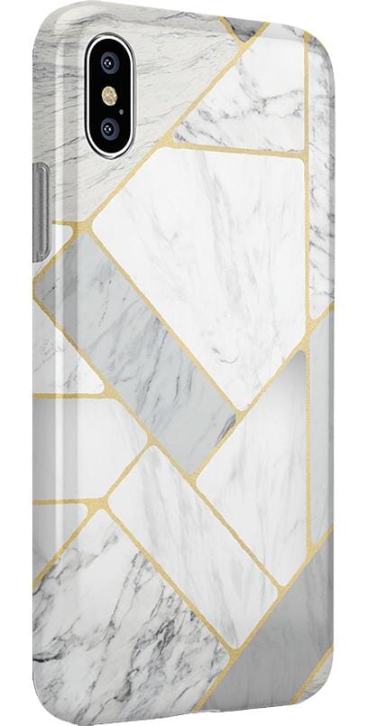 Sharp Lines | Geo White and Gold Marble Case iPhone Case get.casely 
