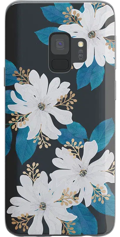 Blue and Gold Clear Floral Samsung Case Samsung Case get.casely Classic Galaxy S9 Plus 