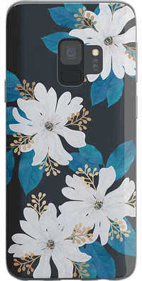 Blue and Gold Clear Floral Samsung Case Samsung Case get.casely Classic Galaxy S9 Plus 