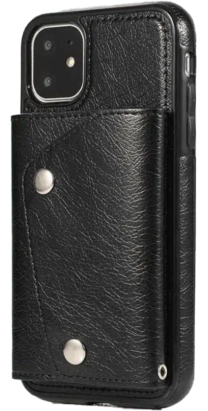 For Apple iPhone 12 Pro Max Wallet Case,Card Slots Full Leather Cover Black