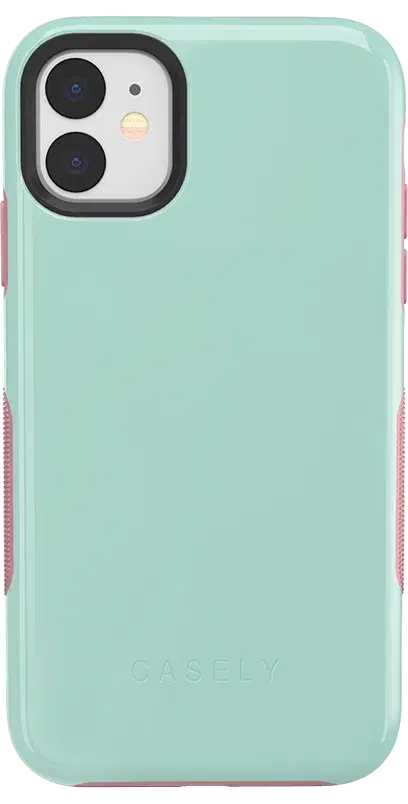 Mint Green on Pink | Ultra-Protective Bold Case iPhone Case get.casely Bold iPhone 11 