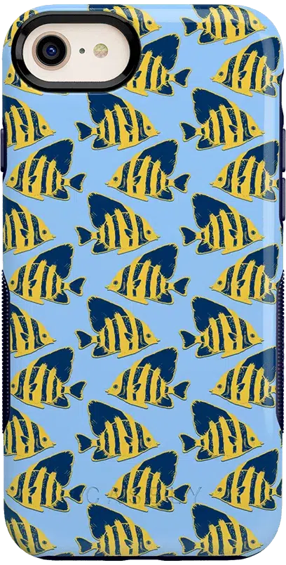 Something's Fishy | Navy Blue & Yellow Fish Print Case iPhone Case get.casely Bold iPhone 6/7/8 