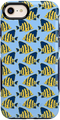 Something's Fishy | Navy Blue & Yellow Fish Print Case iPhone Case get.casely Bold iPhone 6/7/8 