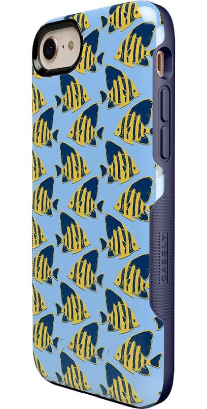 Something's Fishy | Navy Blue & Yellow Fish Print Case iPhone Case get.casely 
