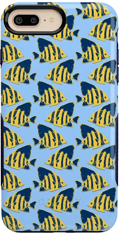 Something's Fishy | Navy Blue & Yellow Fish Print Case iPhone Case get.casely Bold iPhone 6/7/8 Plus 