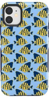 Something's Fishy | Navy Blue & Yellow Fish Print Case iPhone Case get.casely 