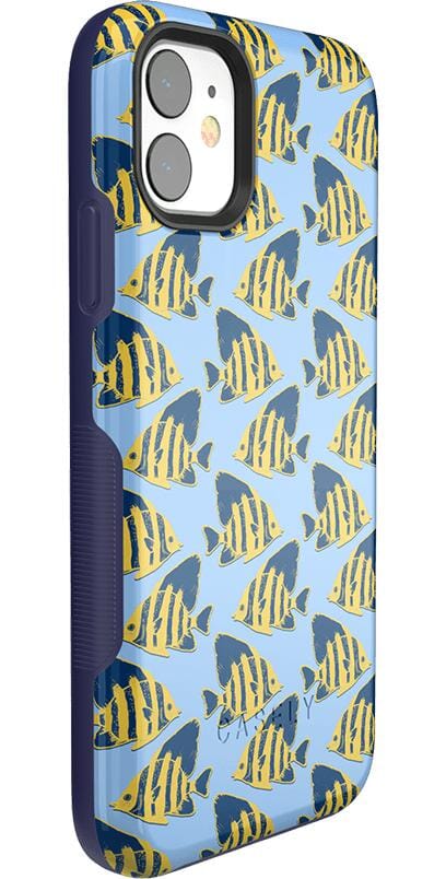 Something's Fishy | Navy Blue & Yellow Fish Print Case iPhone Case get.casely 