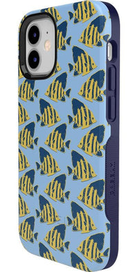 Something's Fishy | Navy Blue & Yellow Fish Print Case iPhone Case get.casely 