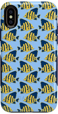 Something's Fishy | Navy Blue & Yellow Fish Print Case iPhone Case get.casely Bold iPhone XS Max 