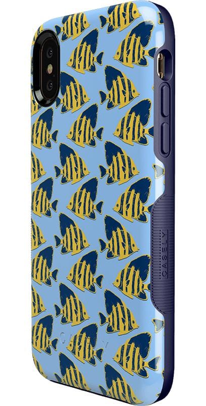 Something's Fishy | Navy Blue & Yellow Fish Print Case iPhone Case get.casely 