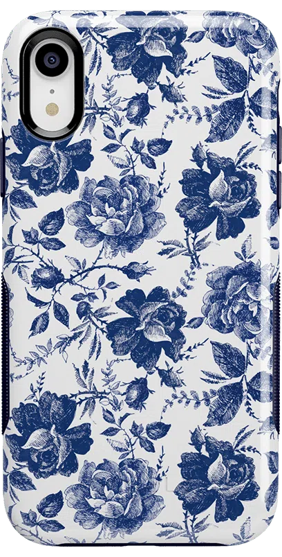 Rose to Fame | Blue & White Rose Floral Case iPhone Case get.casely Bold iPhone XR 