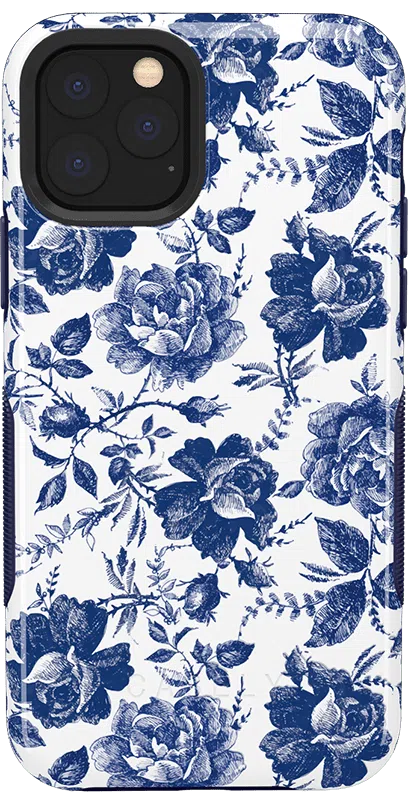 Rose to Fame | Blue & White Rose Floral Case iPhone Case get.casely Bold iPhone 11 Pro Max 