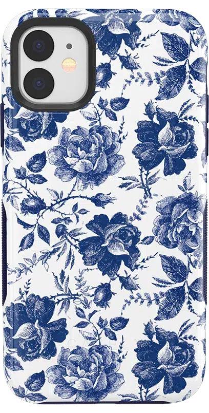 Rose to Fame | Blue & White Rose Floral Case iPhone Case get.casely Bold iPhone 11 