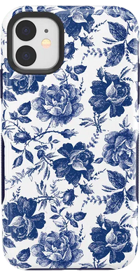 Rose to Fame | Blue & White Rose Floral Case iPhone Case get.casely Bold iPhone 11 