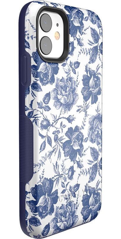 Rose to Fame | Blue & White Rose Floral Case iPhone Case get.casely 