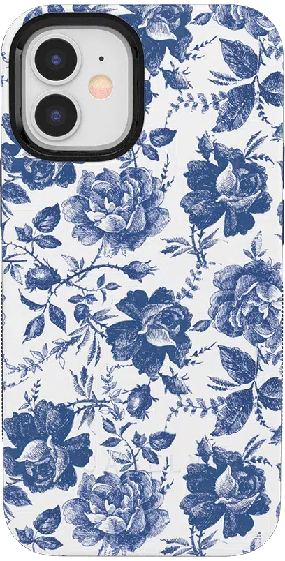 Rose to Fame | Blue & White Rose Floral Case iPhone Case get.casely Bold + MagSafe® iPhone 12 