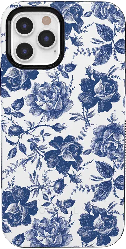 Rose to Fame | Blue & White Rose Floral Case iPhone Case get.casely Bold + MagSafe® iPhone 12 Pro Max 